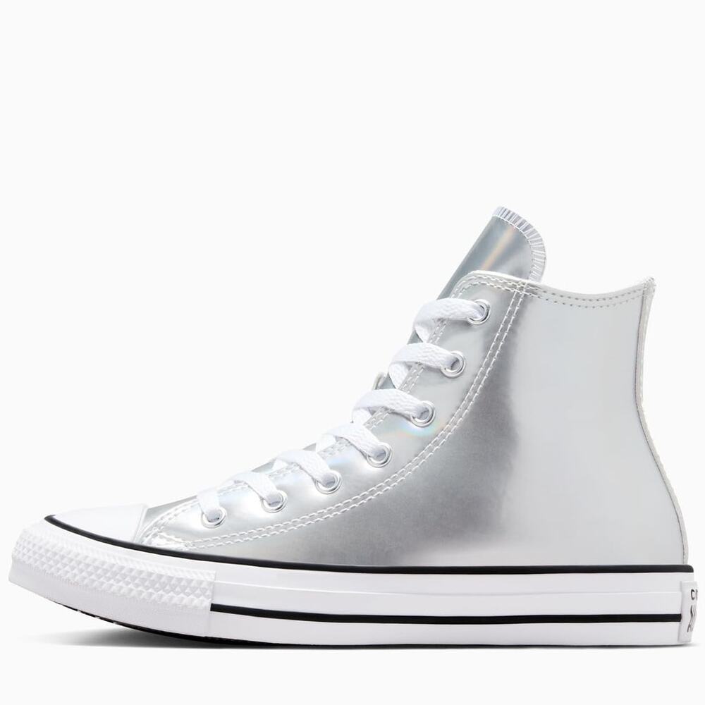 NWT Converse Boy's Chuck Taylor All Star Metallic Sneaker, Silver/White, 4.5